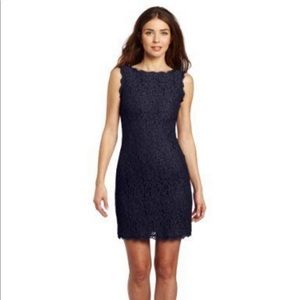 Adrianna Papell Navy Lace Sheath Mini Dress